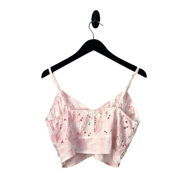 LOVESHACKFANCY Mizu cropped tie-dyed broderie top - Picture 8 of 11
